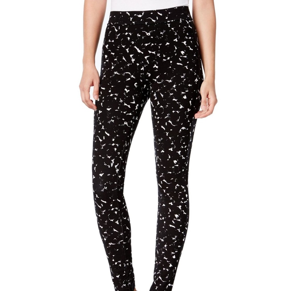 Bar III Printed Pull On Leggings XS Black White